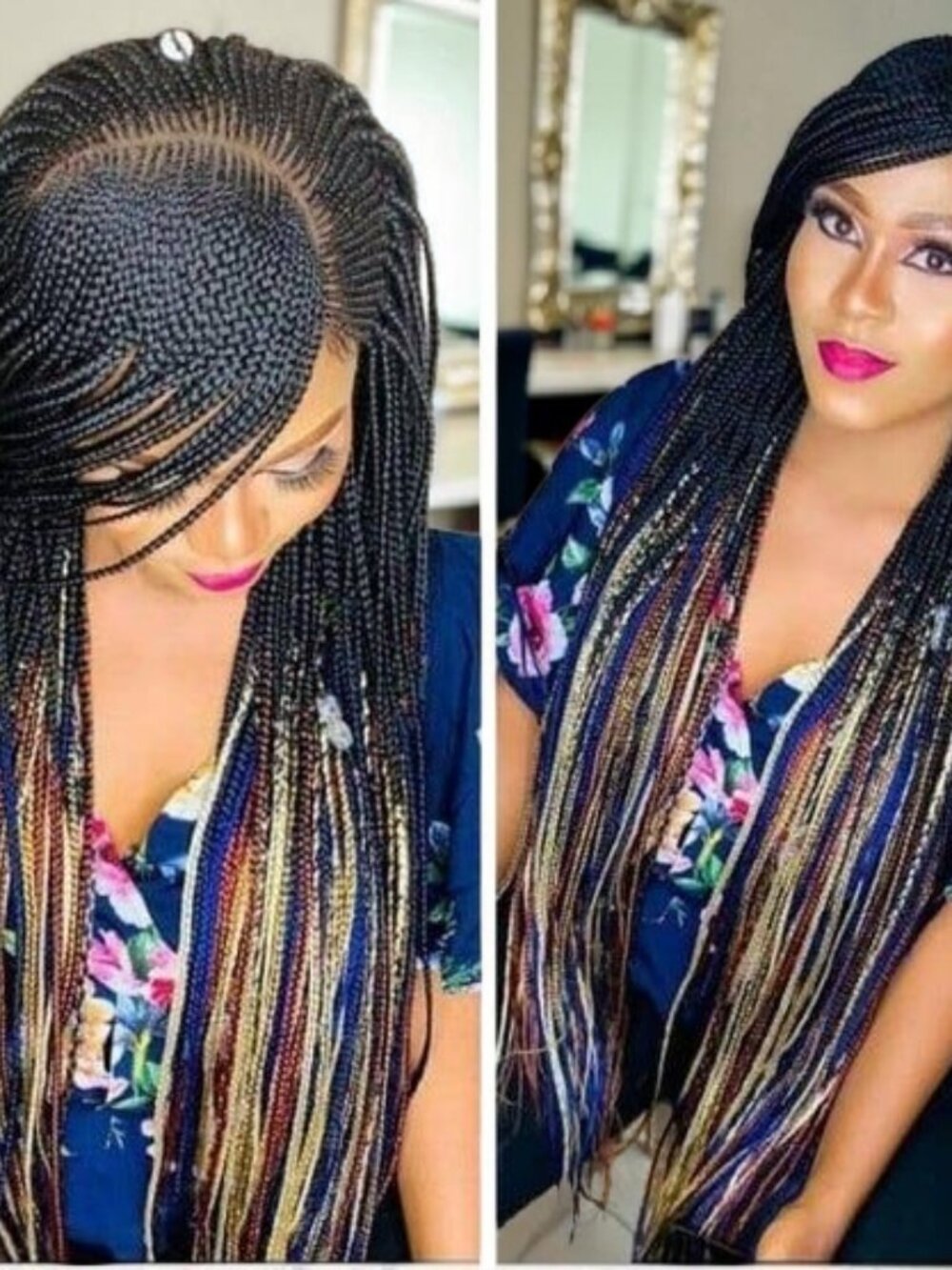 Colored Cornrow Braided Lace Wig